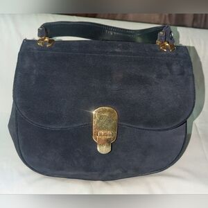 Vintage Sacha Navy Blue Suede Handbag